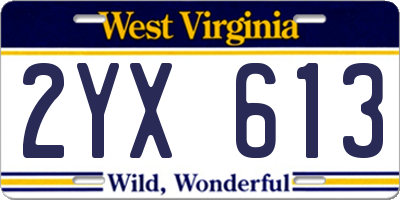 WV license plate 2YX613