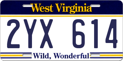 WV license plate 2YX614
