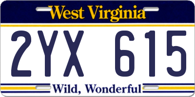 WV license plate 2YX615
