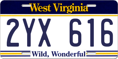 WV license plate 2YX616