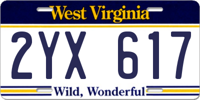 WV license plate 2YX617
