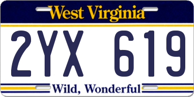 WV license plate 2YX619