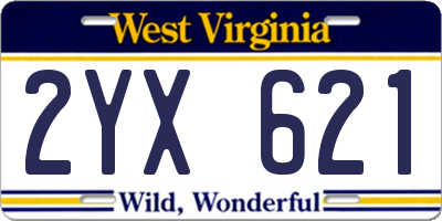 WV license plate 2YX621