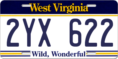 WV license plate 2YX622