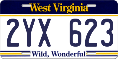 WV license plate 2YX623