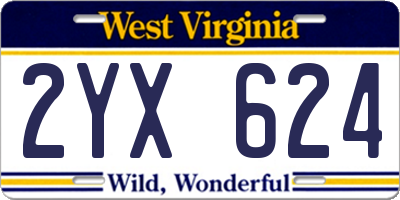 WV license plate 2YX624