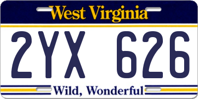 WV license plate 2YX626
