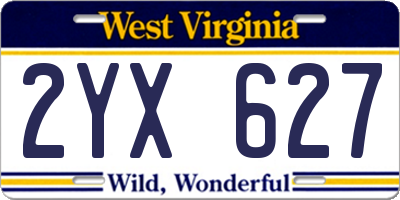WV license plate 2YX627
