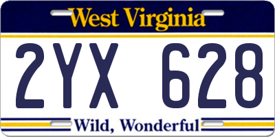 WV license plate 2YX628