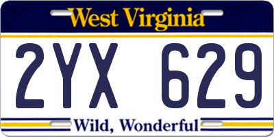 WV license plate 2YX629
