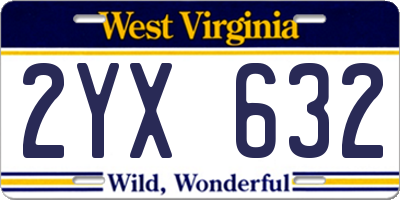 WV license plate 2YX632