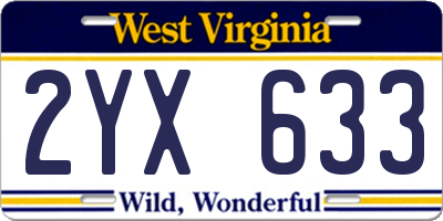 WV license plate 2YX633