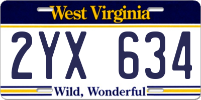 WV license plate 2YX634
