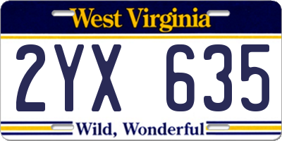 WV license plate 2YX635
