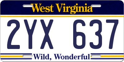 WV license plate 2YX637