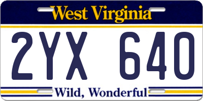 WV license plate 2YX640