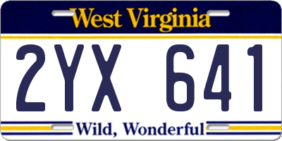 WV license plate 2YX641