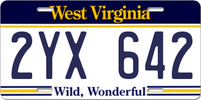 WV license plate 2YX642