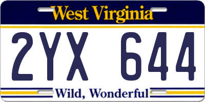 WV license plate 2YX644