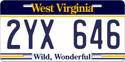 WV license plate 2YX646