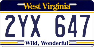 WV license plate 2YX647