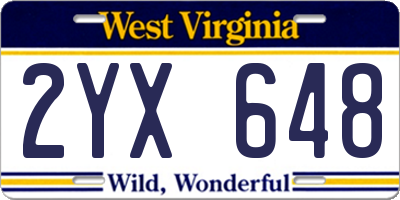 WV license plate 2YX648