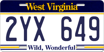 WV license plate 2YX649