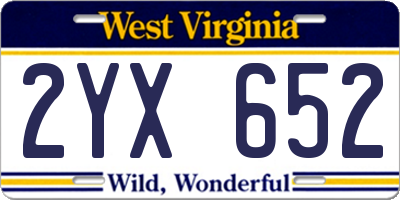 WV license plate 2YX652