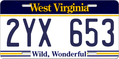 WV license plate 2YX653