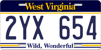 WV license plate 2YX654