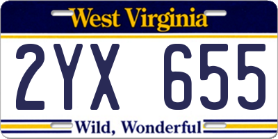 WV license plate 2YX655