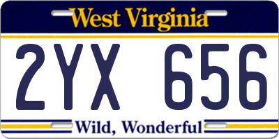 WV license plate 2YX656