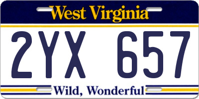 WV license plate 2YX657