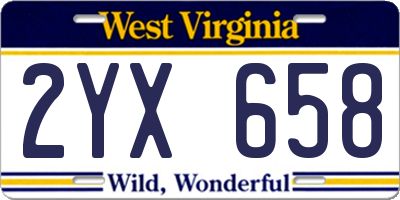 WV license plate 2YX658