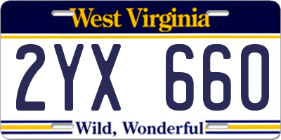 WV license plate 2YX660