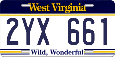 WV license plate 2YX661