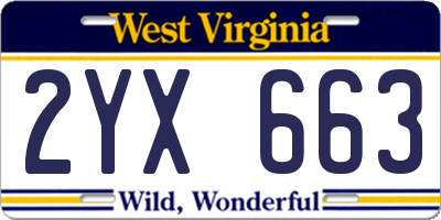 WV license plate 2YX663