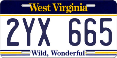 WV license plate 2YX665