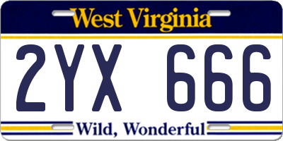 WV license plate 2YX666