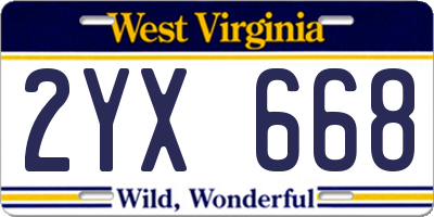 WV license plate 2YX668