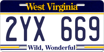 WV license plate 2YX669