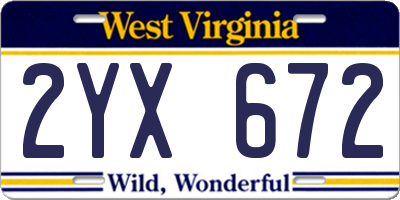 WV license plate 2YX672