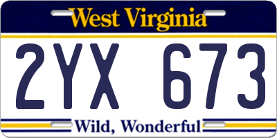WV license plate 2YX673