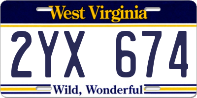 WV license plate 2YX674