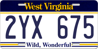 WV license plate 2YX675