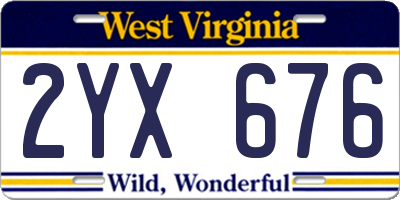 WV license plate 2YX676