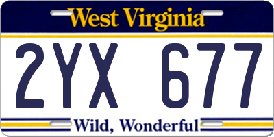 WV license plate 2YX677