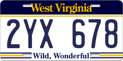 WV license plate 2YX678