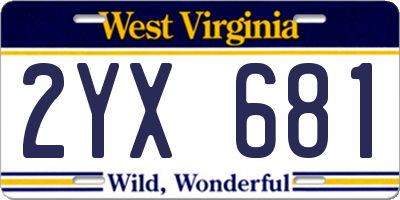 WV license plate 2YX681