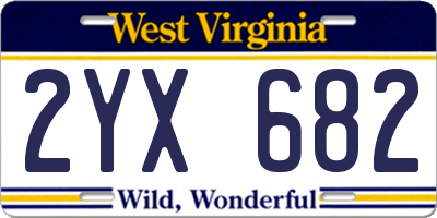 WV license plate 2YX682